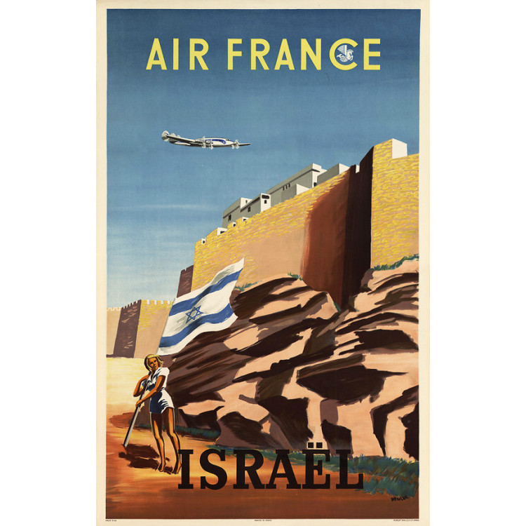 Affiche Air France Israël, Renluc 1949