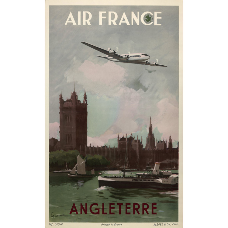 Affiche Air France Angleterre, V.Guerra 1951