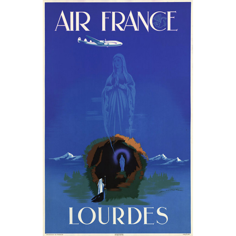 Affiche Air France Lourdes, Maurus 1950, airshops.fr
