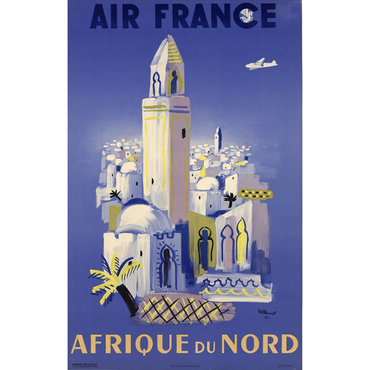 Affiche Air France Afrique du Nord, Villemot 1948