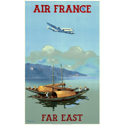 Affiche Air France Far East, V.Guerra 1950, airshops.fr