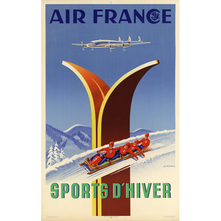 Affiche Air France Sports d’Hiver, A.Kow 1951