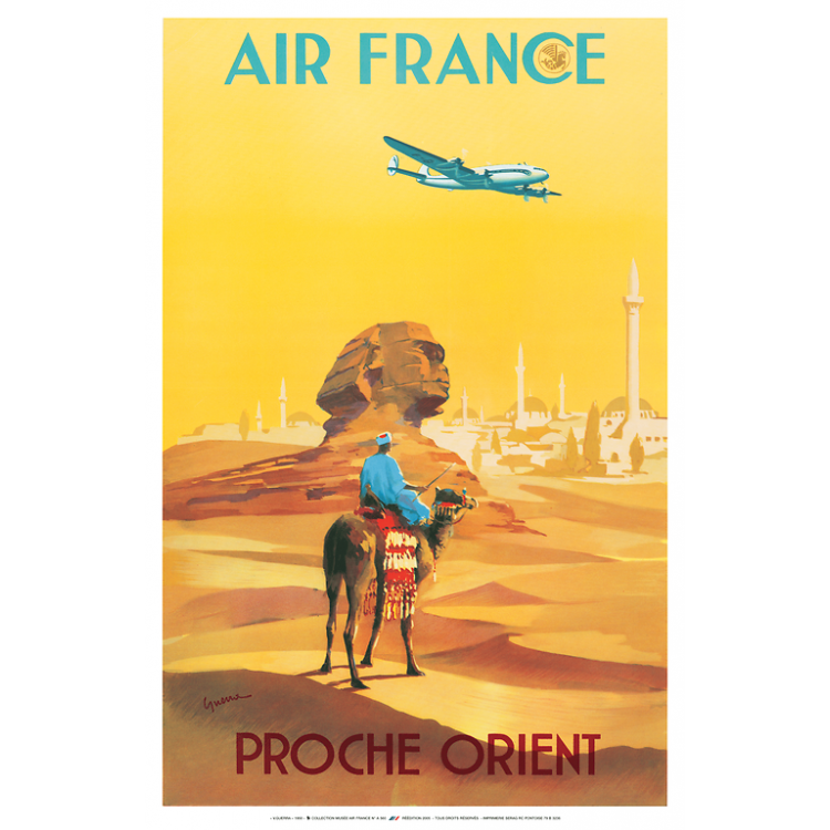 Affiche Air France Proche Orient, V.Guerra 1950, airshops.fr