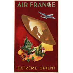 Affiche Air France Extrême Orient, G.Dumas 1950, airshops.fr