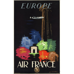 Affiche Air France Europe, A.Maurus 1948