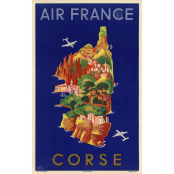 Affiche Air France Corse, L.Boucher 1949