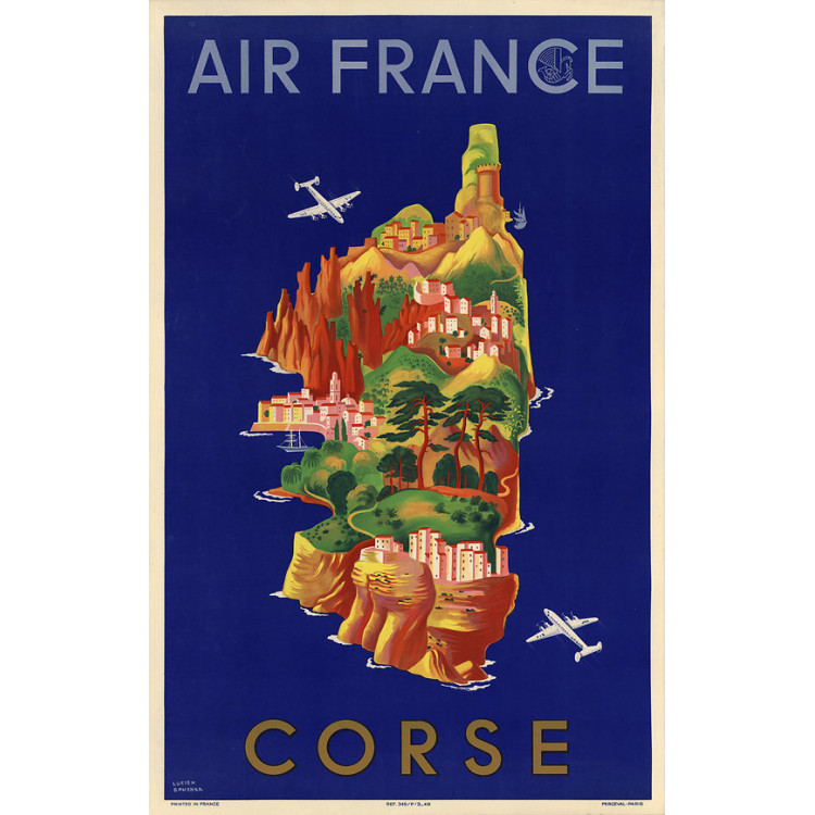 Affiche Air France Corse, L.Boucher 1949