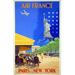 Affiche AIR FRANCE Guerra 1950 Reproduction Afrique du Nord 