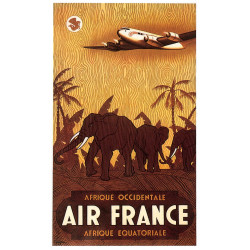 Affiche Air France Afrique Occidentale-Équatoriale, V.Guerra 1948, airshops.fr