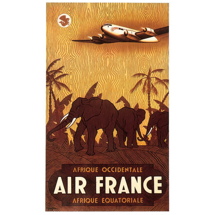 Affiche Air France Afrique Occidentale-Équatoriale, V.Guerra 1948