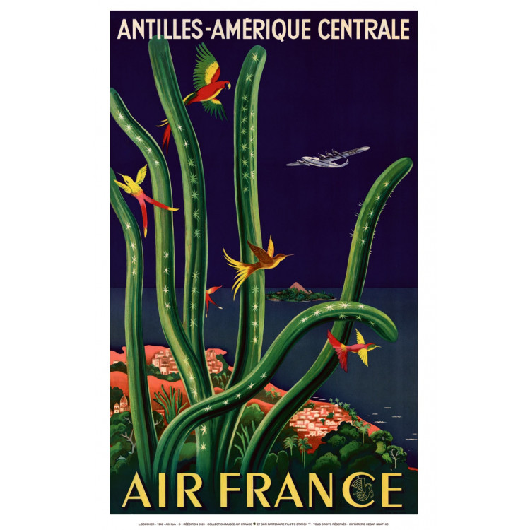 Affiche Air France Antilles-Amérique Centrale, L.Boucher 1948