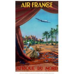 Affiche Air France Afrique du nord, V.Guerra 1950