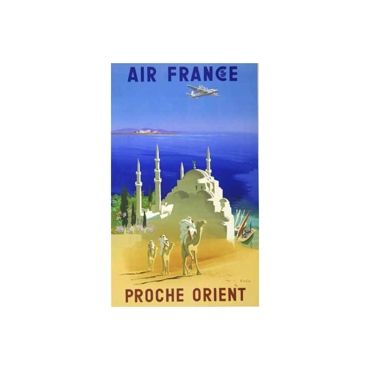 Affiche Air France Proche Orient, J.Even 1950
