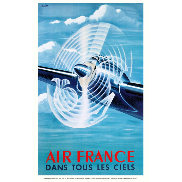 Affiche Air France Dans tous les ciels, Atelier Perceval 1948